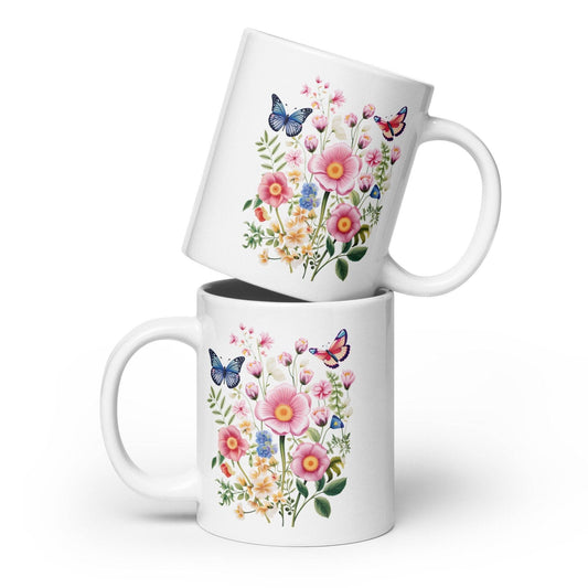 Cottagecore Flower Mug - Botanical Wildflower Design - Spring Floral - 