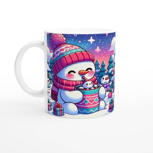 Enchanting Snowman Ceramic Mug - Cozy Winter Wonderland 11oz Cup - 