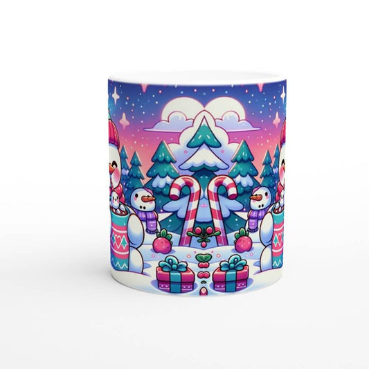Enchanting Snowman Ceramic Mug - Cozy Winter Wonderland 11oz Cup - 