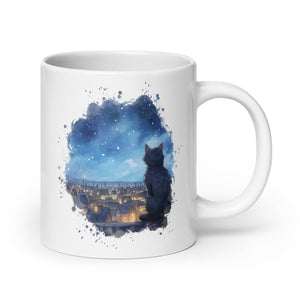 Starry Cat Mug - Charming Cute Cat Sky Pattern -