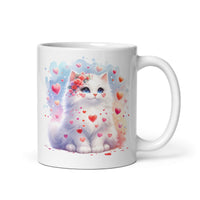 Adorable Heart Mug – Charming Cat Design Ceramic Cup – For Cat-Themed Kitchen 
