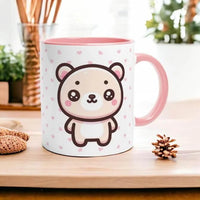 Cute bear with heart pattern mug