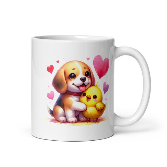 Adorable Chick and Dog Mug - Whimsical Kitchen Decor - 