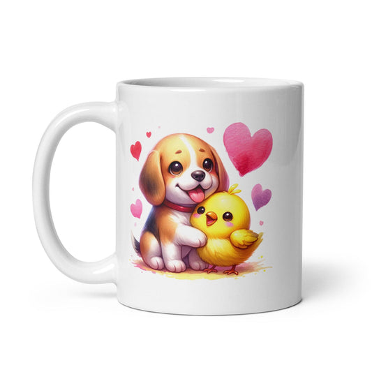Adorable Chick and Dog Mug - Whimsical Kitchen Decor - 