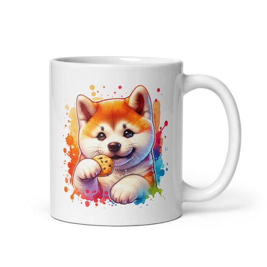 Adorable Shiba Inu Dog with Cookie Mug - Handcrafted Cute Mug - 