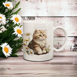 Cat Ceramic Coffee Mug - Charming Floral Cat Cup