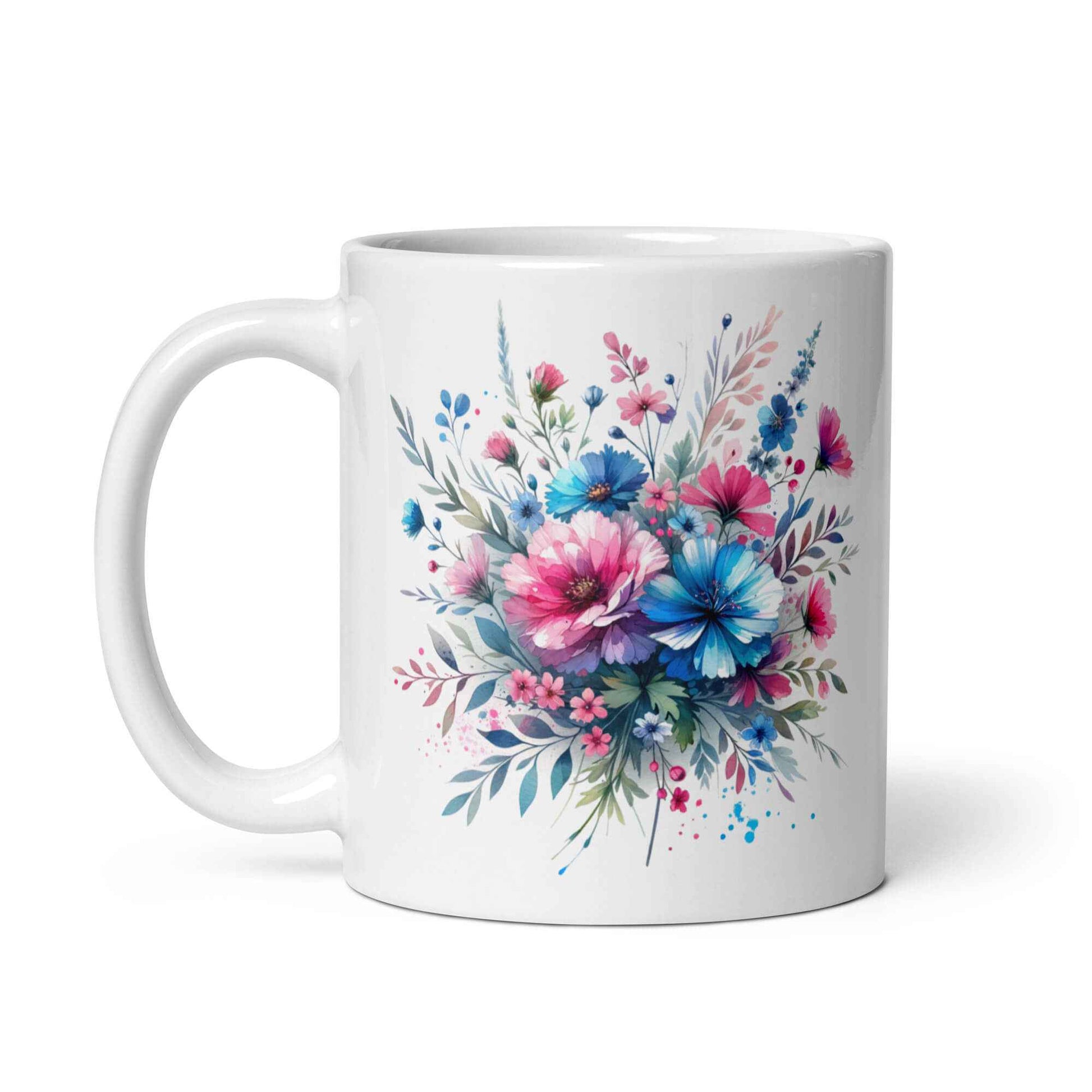 Exquisite Ceramic Mug Adorned with Vibrant Wildflowers - 