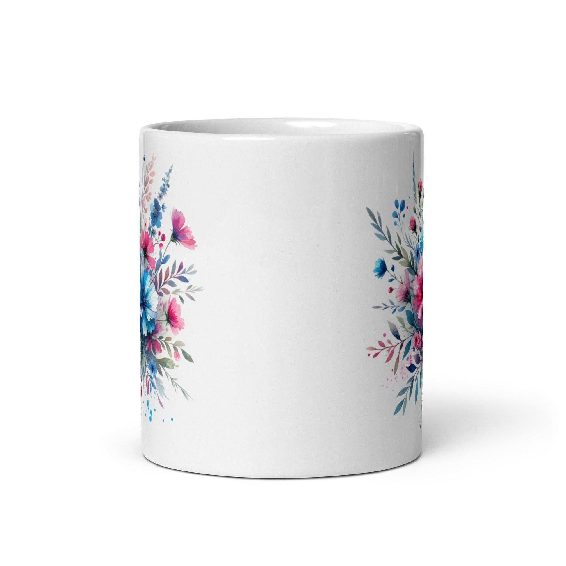 Exquisite Ceramic Mug Adorned with Vibrant Wildflowers - 