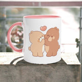 Adorable Bear Duo Ceramic Mug - Charming Glossy White 11oz Drinkware with Vibrant Color Highlights 