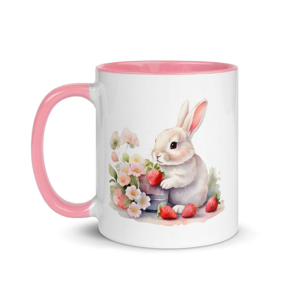 Cute Bunny Gift - Adorable Rabbit & Strawberries Mug, Perfect Coffee Cup for Bunny Lovers, Unique Easter Gift Idea 