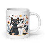 Cat Couple Mug - Minimalist Boho Style, Perfect Coffee Cup for Cat Lovers, Unique Anniversary Gift 