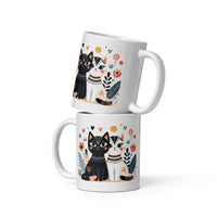 Cat Couple Mug - Minimalist Boho Style, Perfect Coffee Cup for Cat Lovers, Unique Anniversary Gift 
