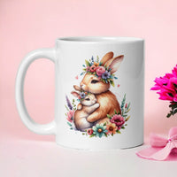 Bunny Mom & Baby Rabbit Mug - Adorable Ceramic Coffee Cup