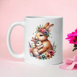Bunny Mom & Baby Rabbit Mug - Adorable Ceramic Coffee Cup