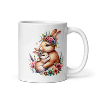 Bunny Mom & Baby Rabbit Mug - Adorable Ceramic Coffee Cup 